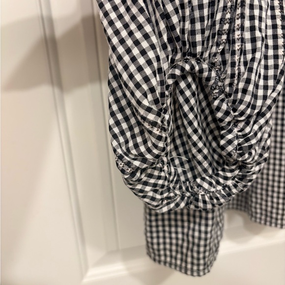 Max Studio Gingham Black and White Blouse Size Large – Tiered, Lightweight, Boho - Picture 11 of 14